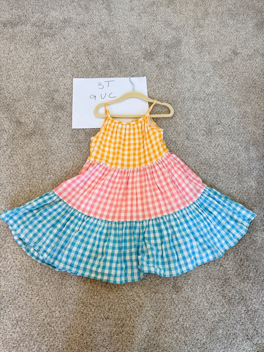 Peek Girls Multicolor Gingham Tiered Sundress - Yellow Pink Blue